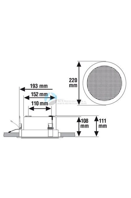 Honeywell 582401 6 W ABS 3” gömme tavan hoparlörü EN54